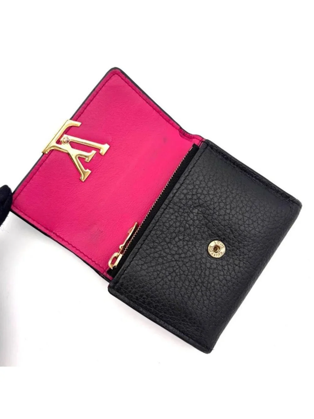 Louis Vuitton Taurillon Portefeuille Capucines XS Trifold Black Wallet